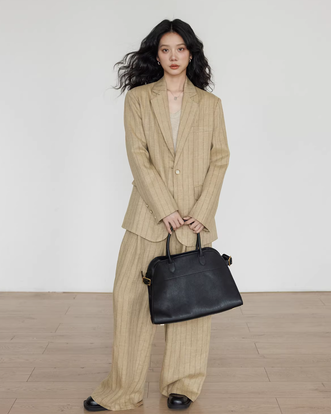 Stripe Design Blazer Jacket / Casual Wide Pants VAS0189