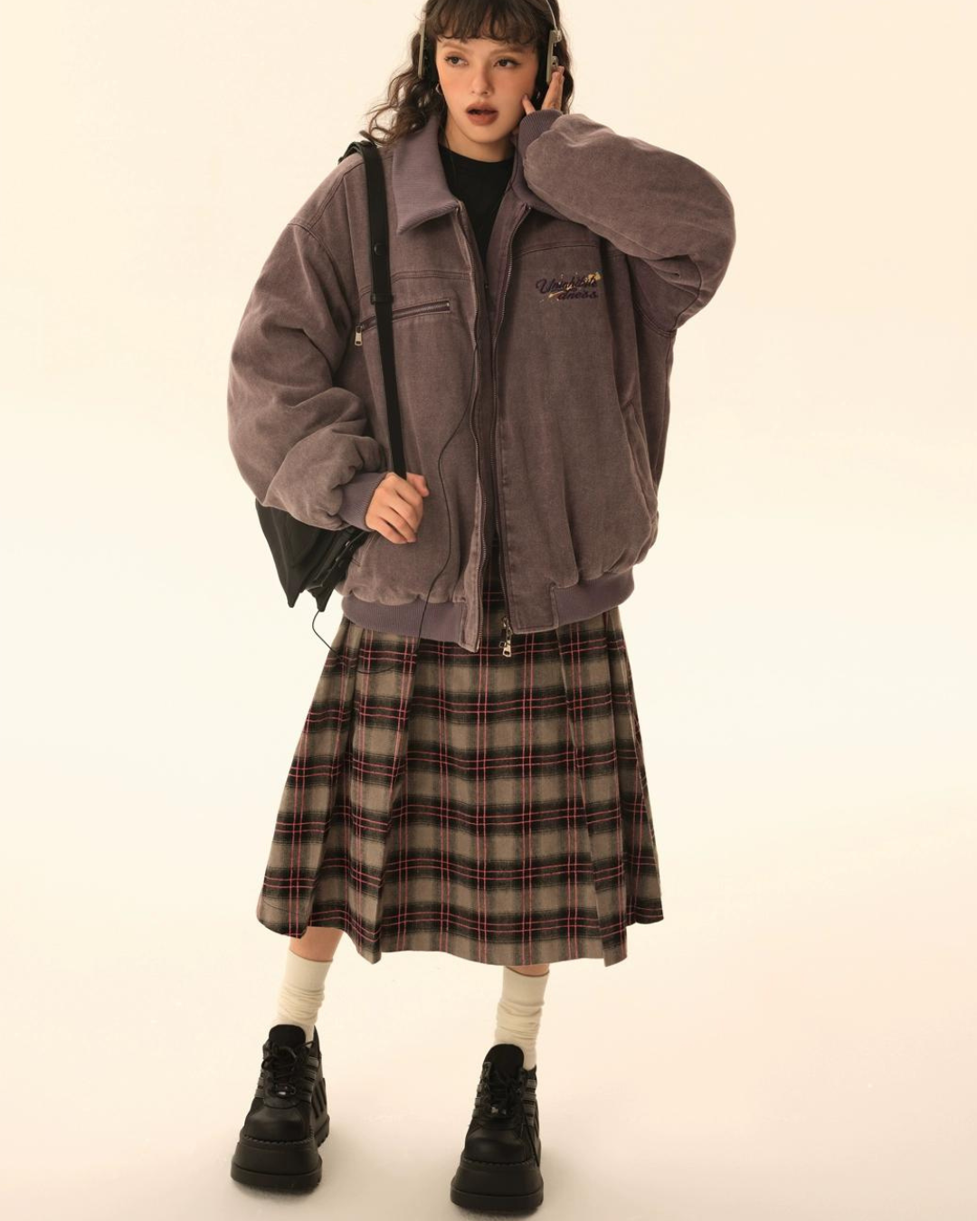 Big Plaid Long Skirt EZK0037