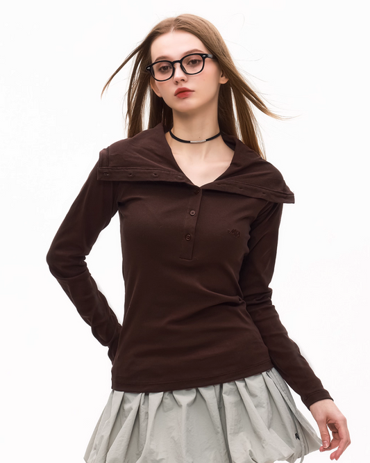 Half Button Long Sleeve Top MDB0003