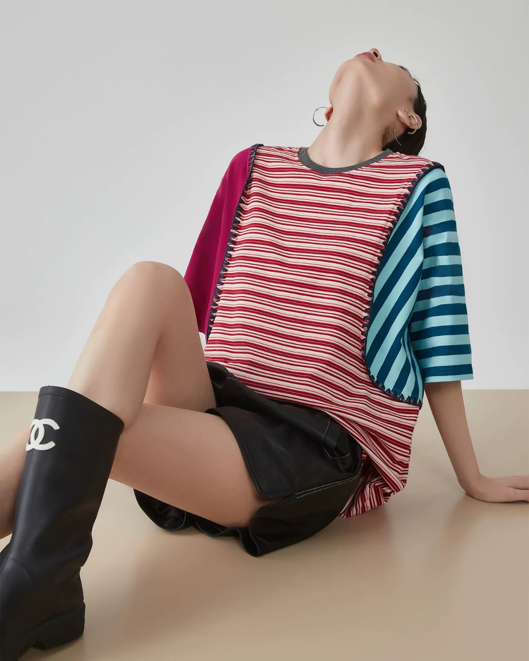 Patchwork-Style Oversized T-Shirt FER0246