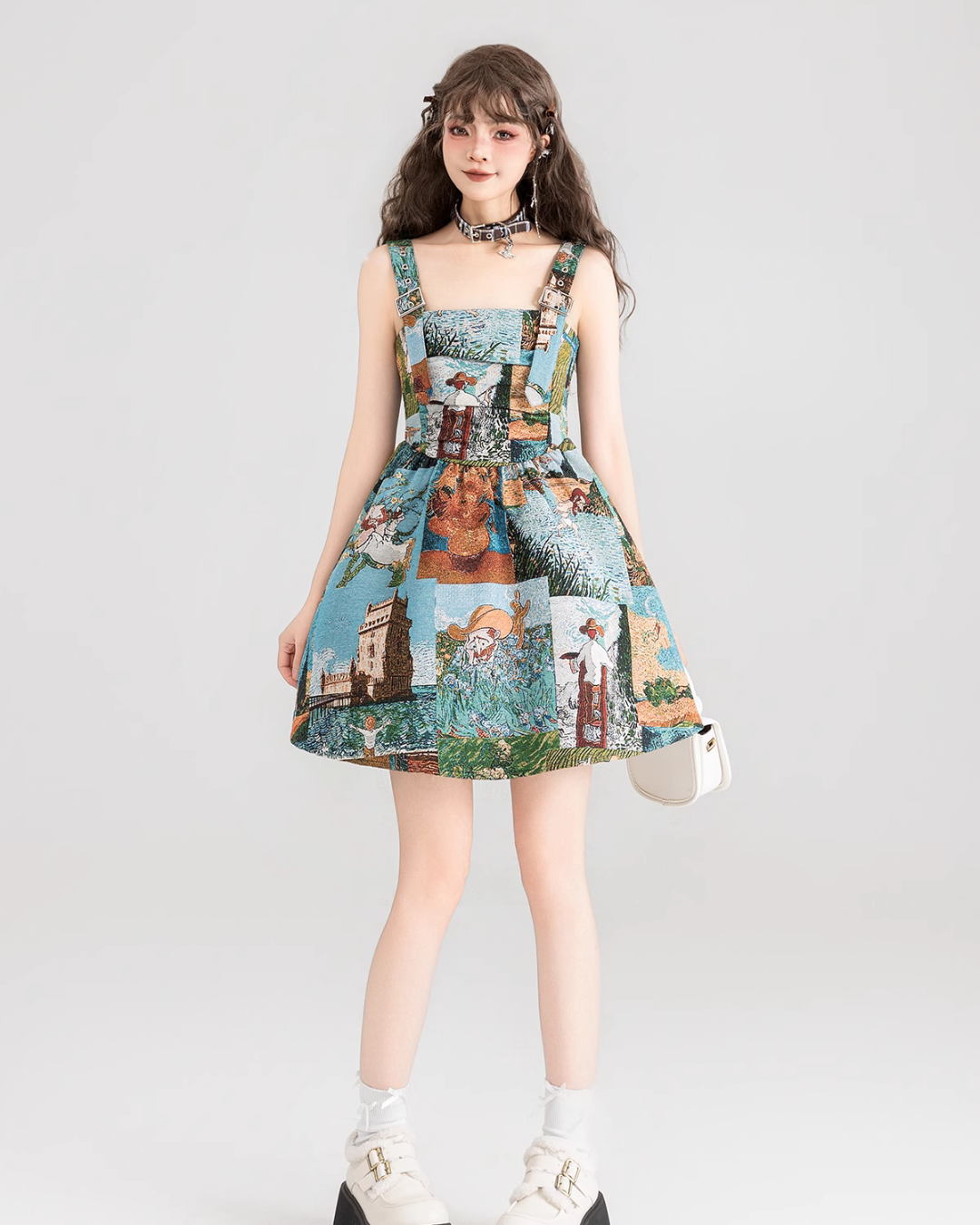 Retro Painting Flare Dress KIK0001