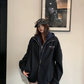 Labeled Button Double Zip Hoodie YLS1076