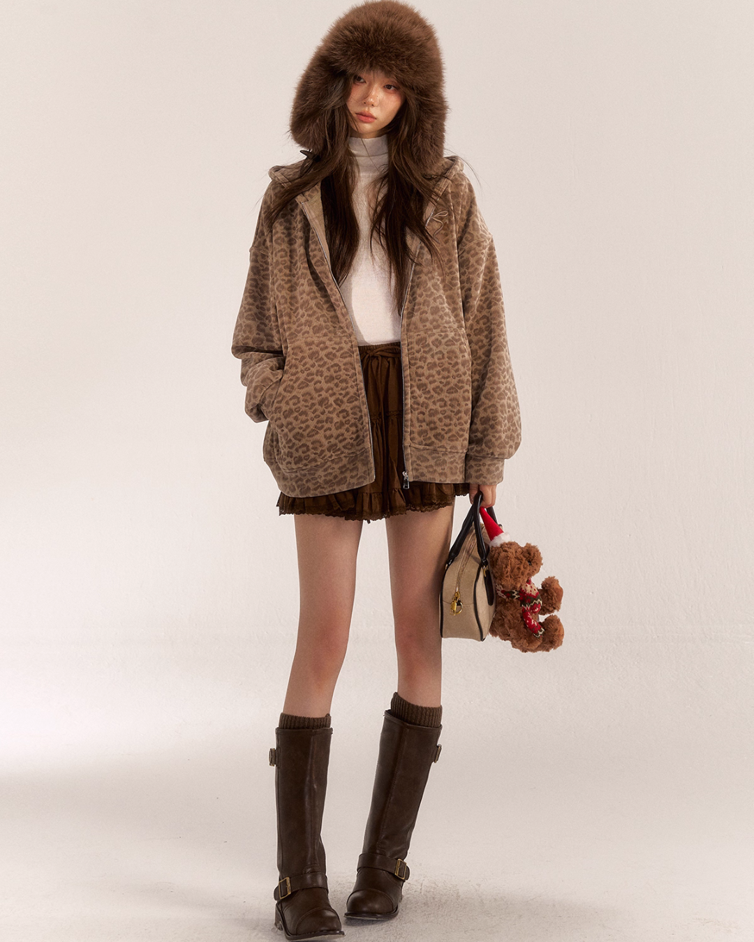 Leopard Print Knit Cardigan ASG0057