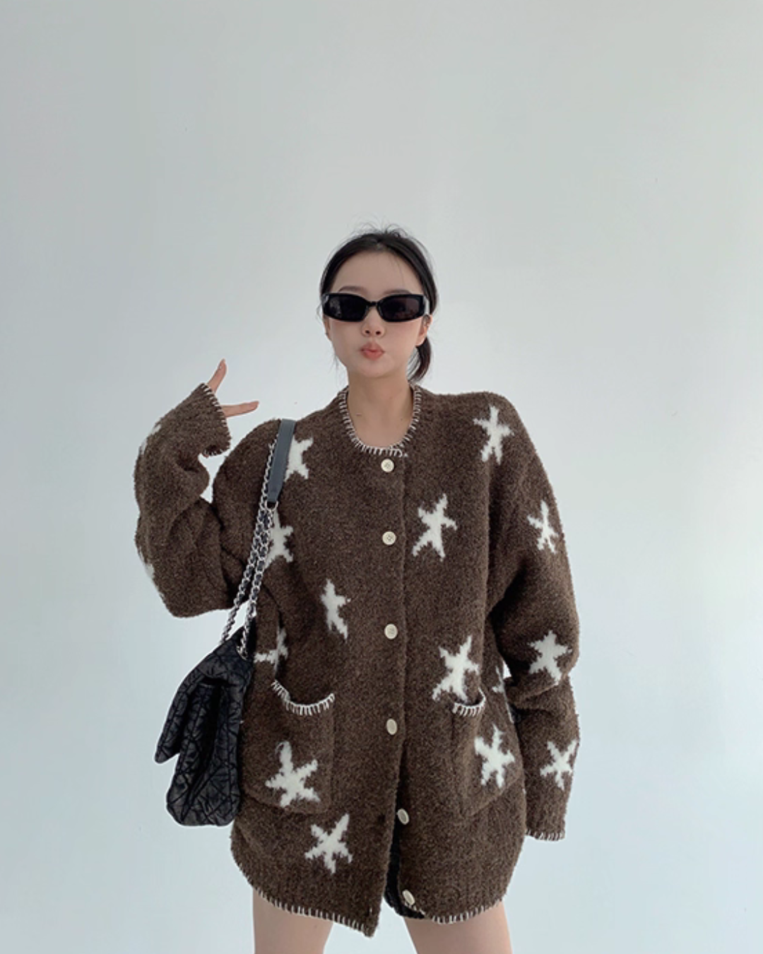 Star Patterned Knit Cardigan YLS1002