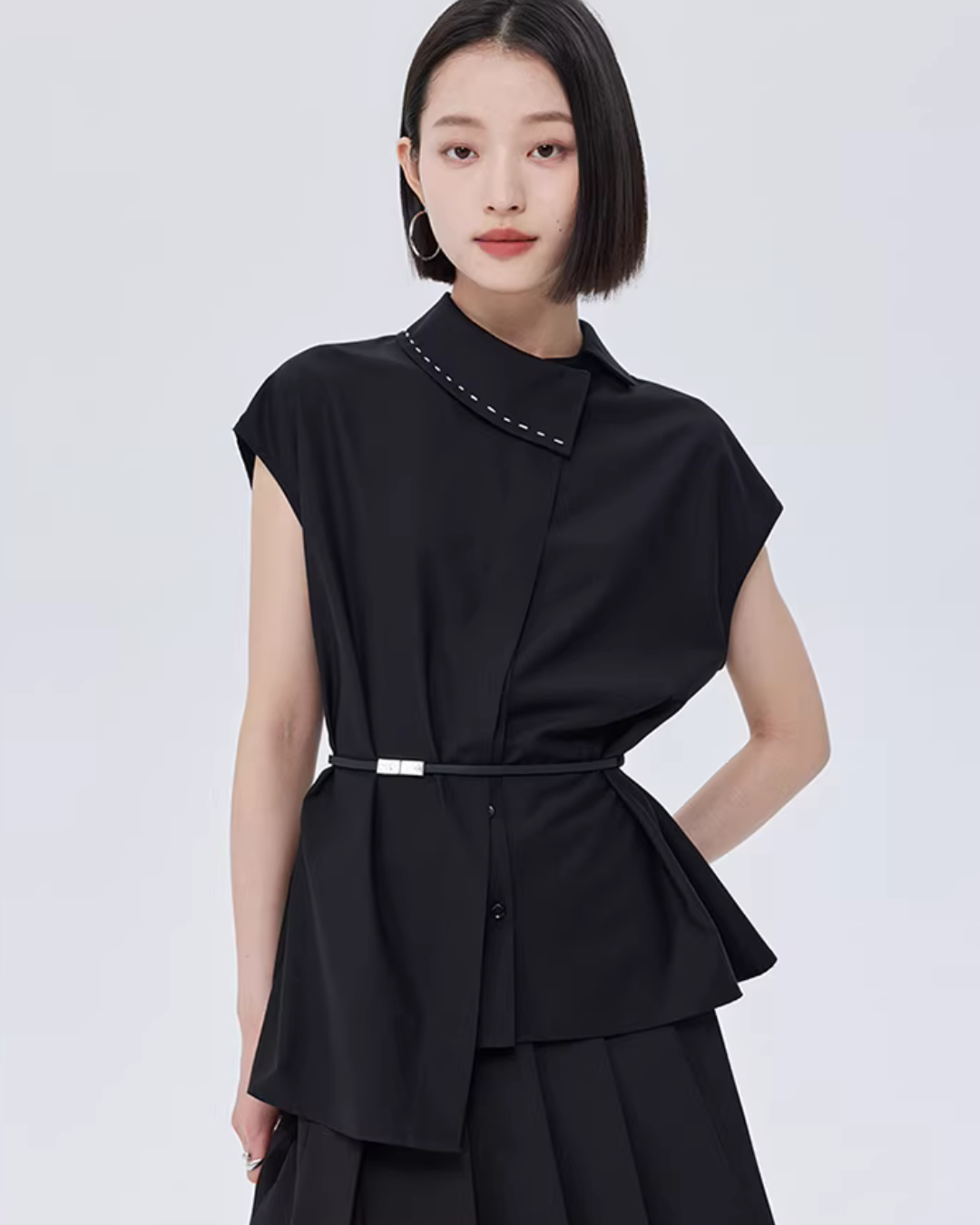 Asymmetry Short-Sleeve Shirt SHN0019