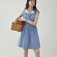 Blue Plaid Sleeveless Collar Dress AMU0031