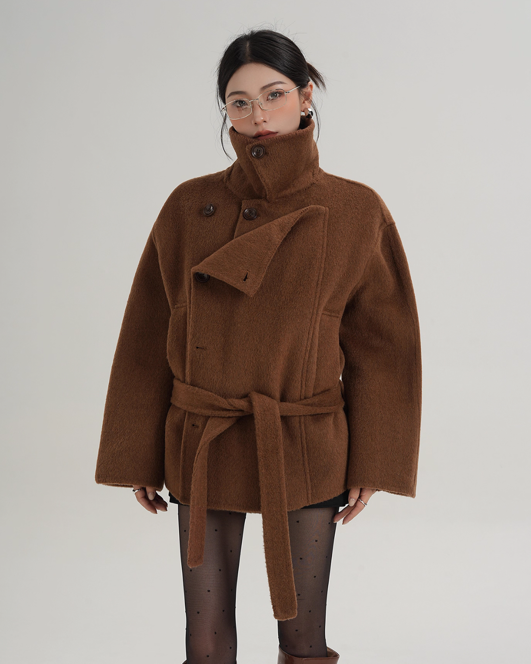 Stand Collar Wool Trench Coat SRS0376