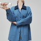 Blue Turn Collar Jacket / Work Skirt FER0376