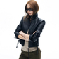 Leather Stand Collar Short Jacket IMX0005