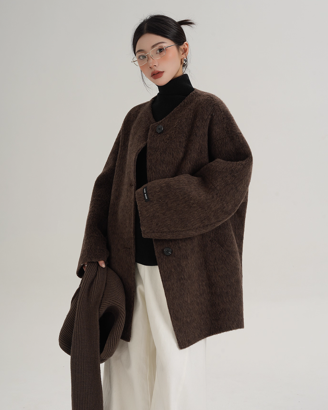Scarf Design Wool Coat SRS0375