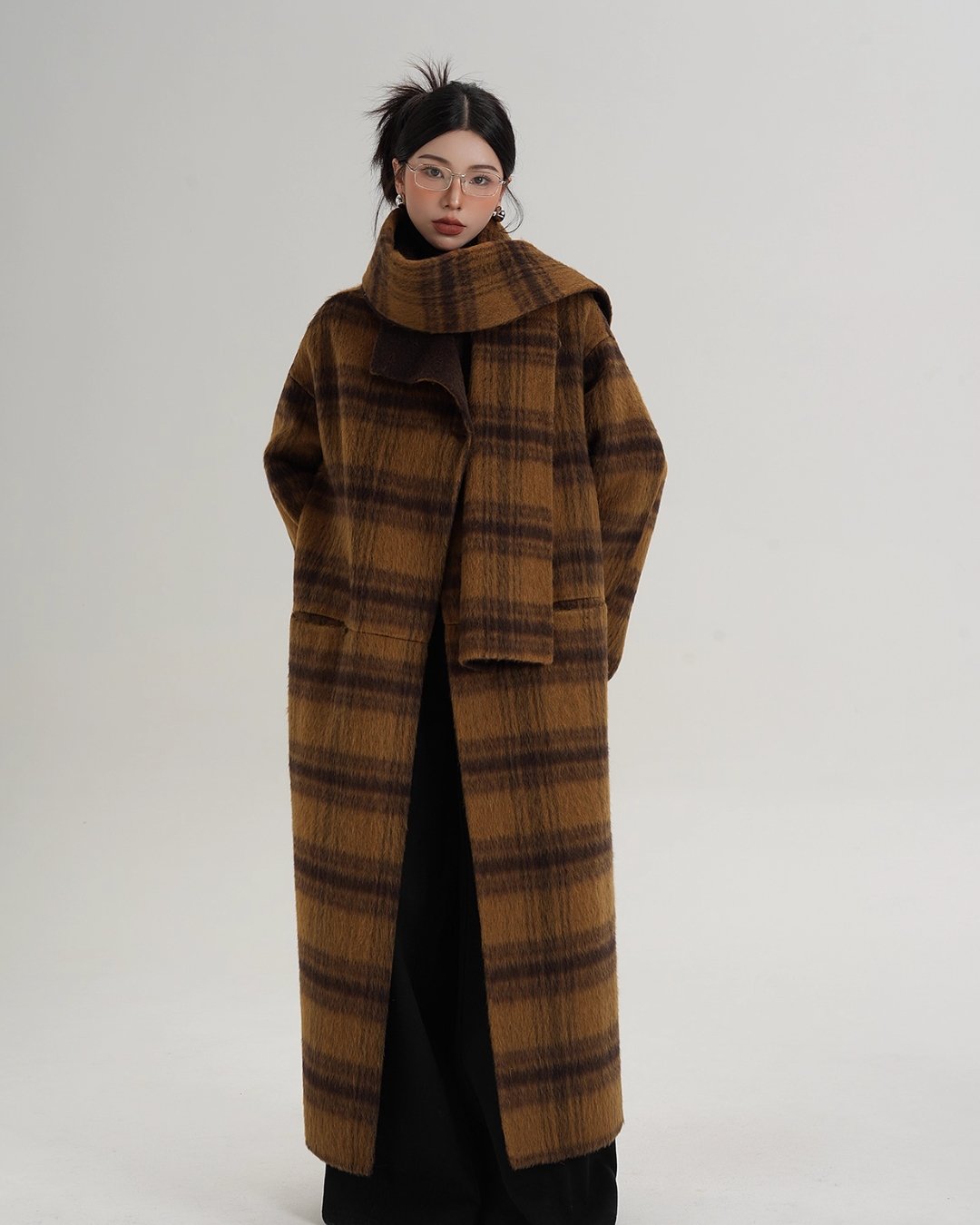 Plaid Long Wool Coat SRS0390