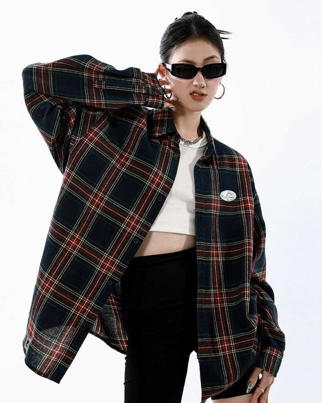 Loose Plaid Long Sleeve Shirt ICM0012