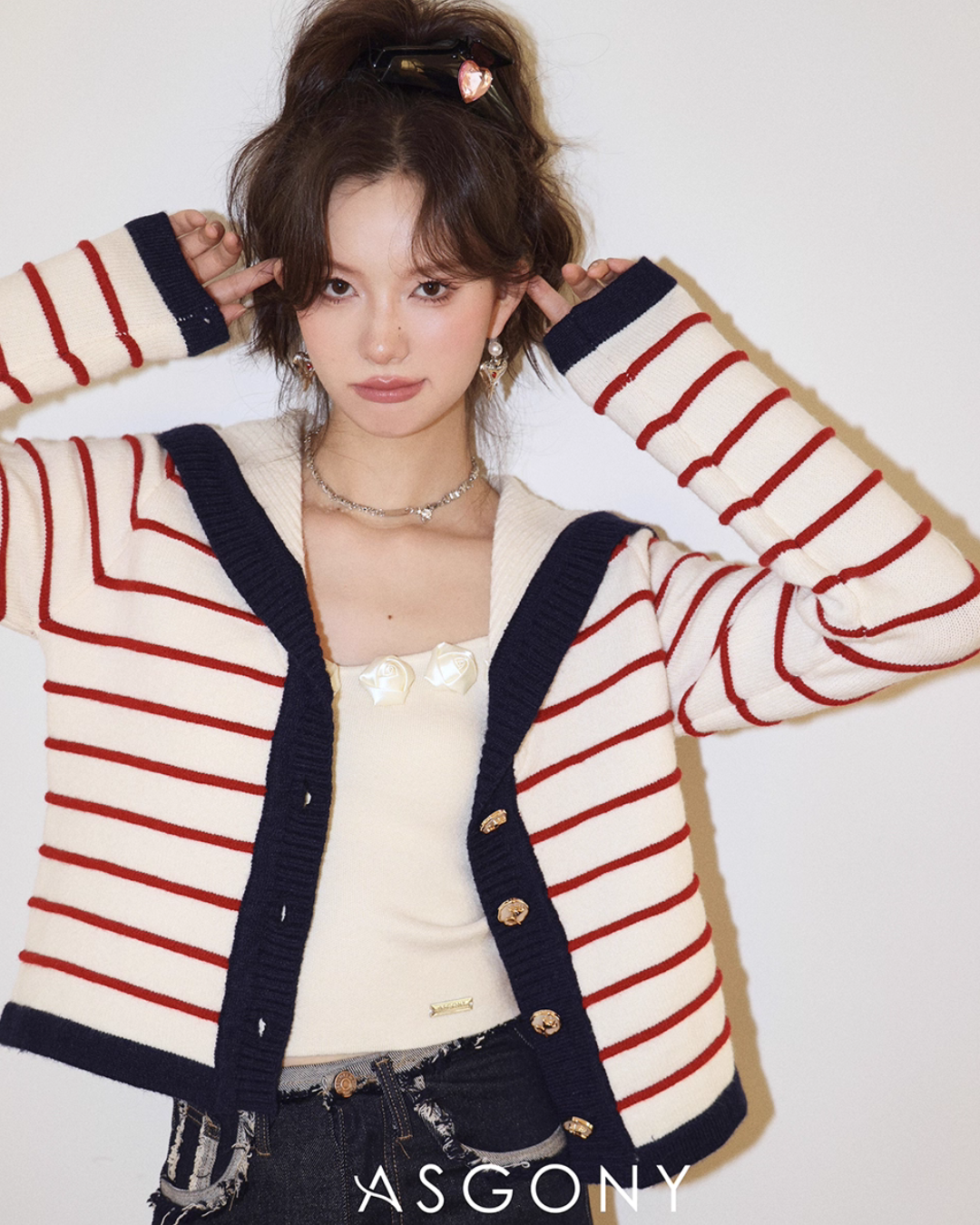 Stripe Retro Collar Knit ASG0054