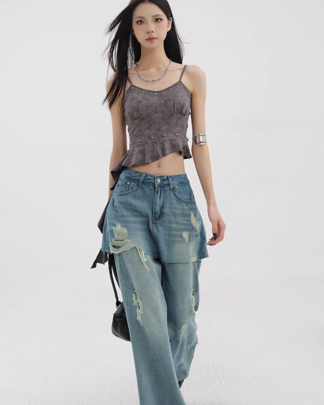 Faux Skirt Denim Pants KNH0012