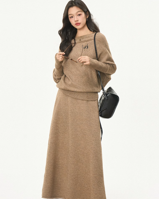 One Shoulder Knit Top / Long Skirt WEO0007