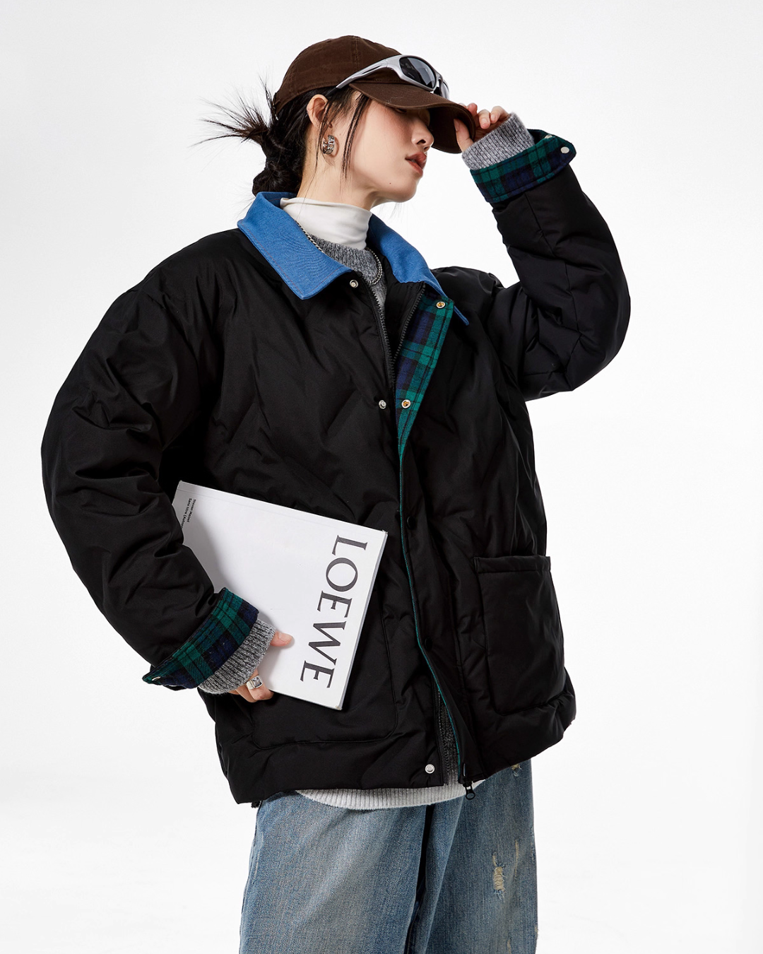 Color Block Collar Down Jacket ICM0108