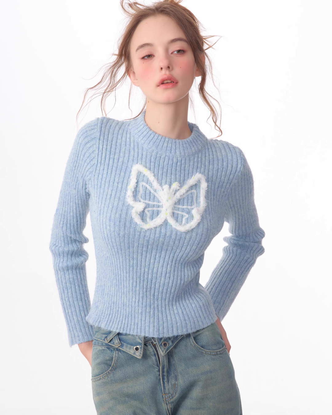 Butterfly Rib Knit Tops ZZF0351