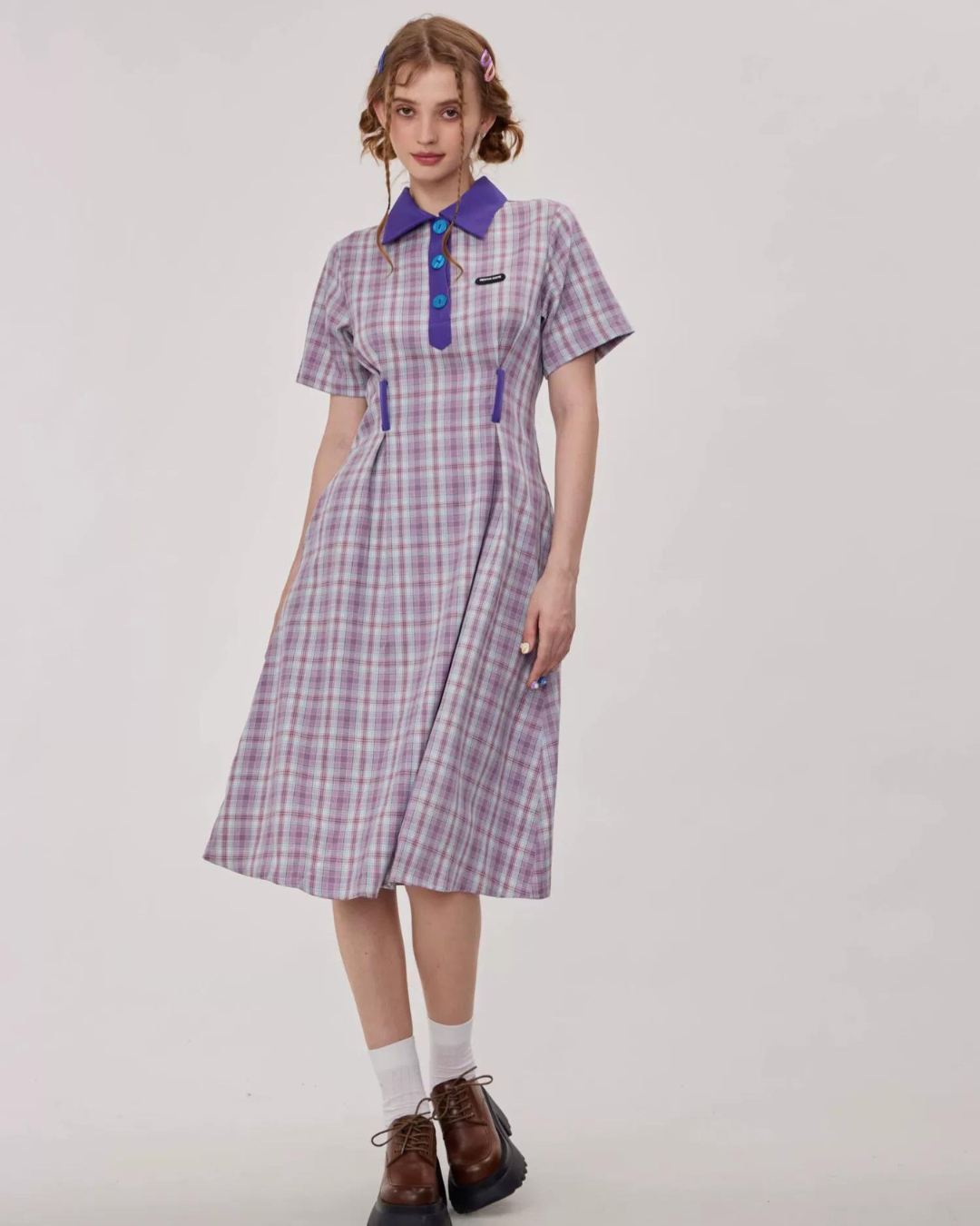 Polo Color Plaid Dress ZZF0258