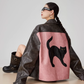 Cat Patch Embroidery Leather Jacket FER0062