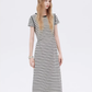 Border Slim Fit Long Dress SHN0001