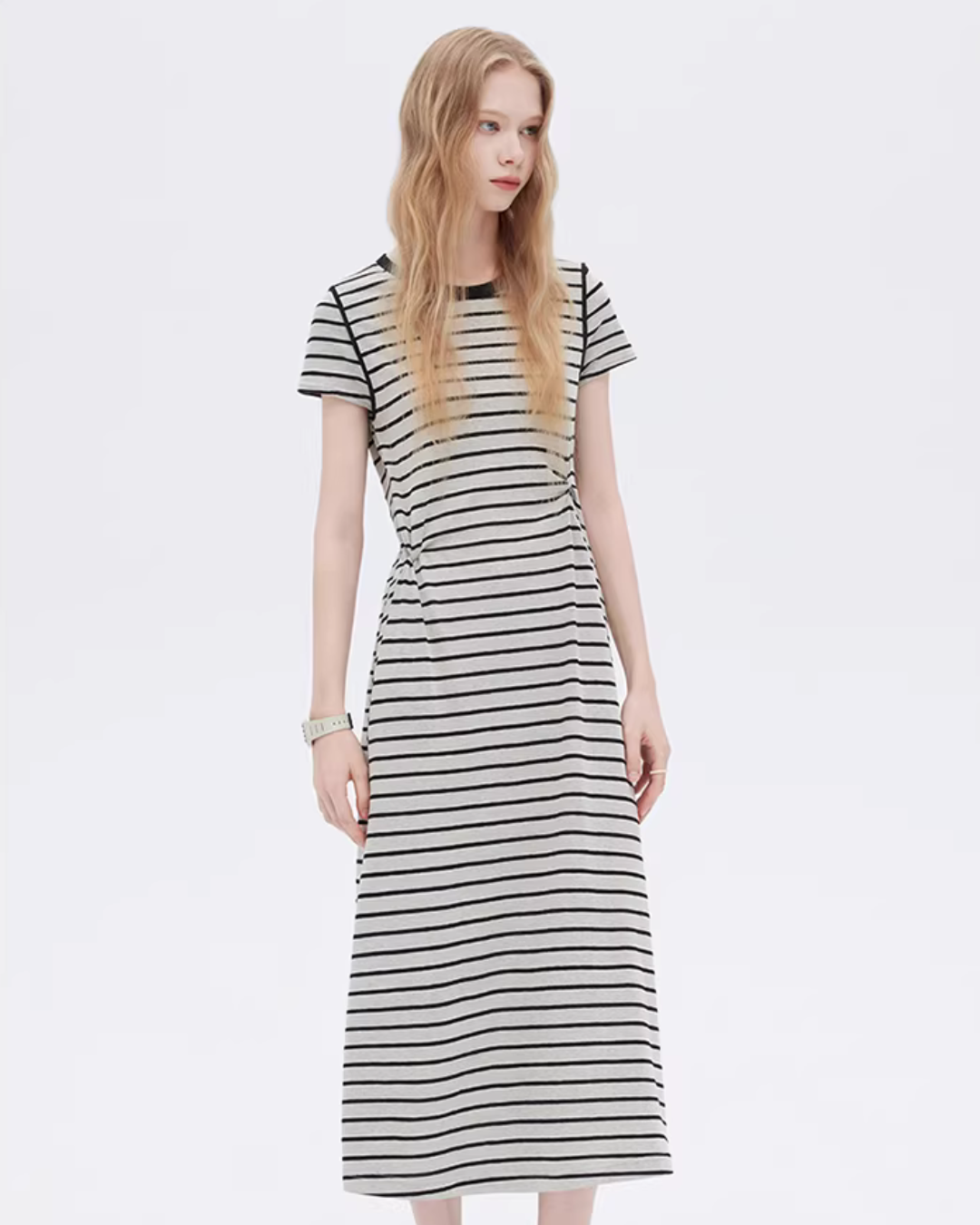 Border Slim Fit Long Dress SHN0001