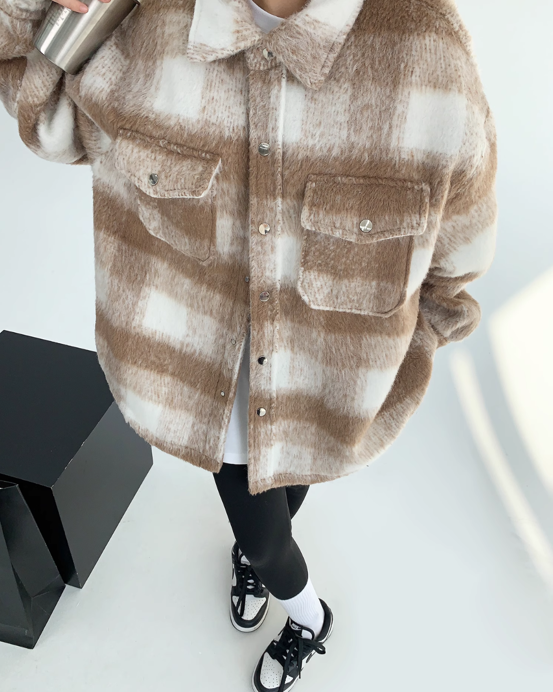 Brushed Plaid Long Sleeve Jacket YLS0397