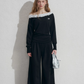 Frill Off-Shoulder Sweat Top / Wide Sweat Pants NEP0001