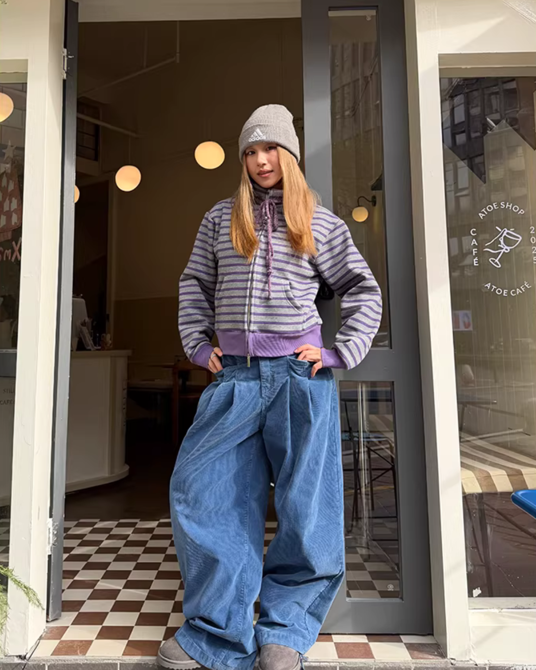 Striped Fleece Stand Collar Hoodie CYE0096