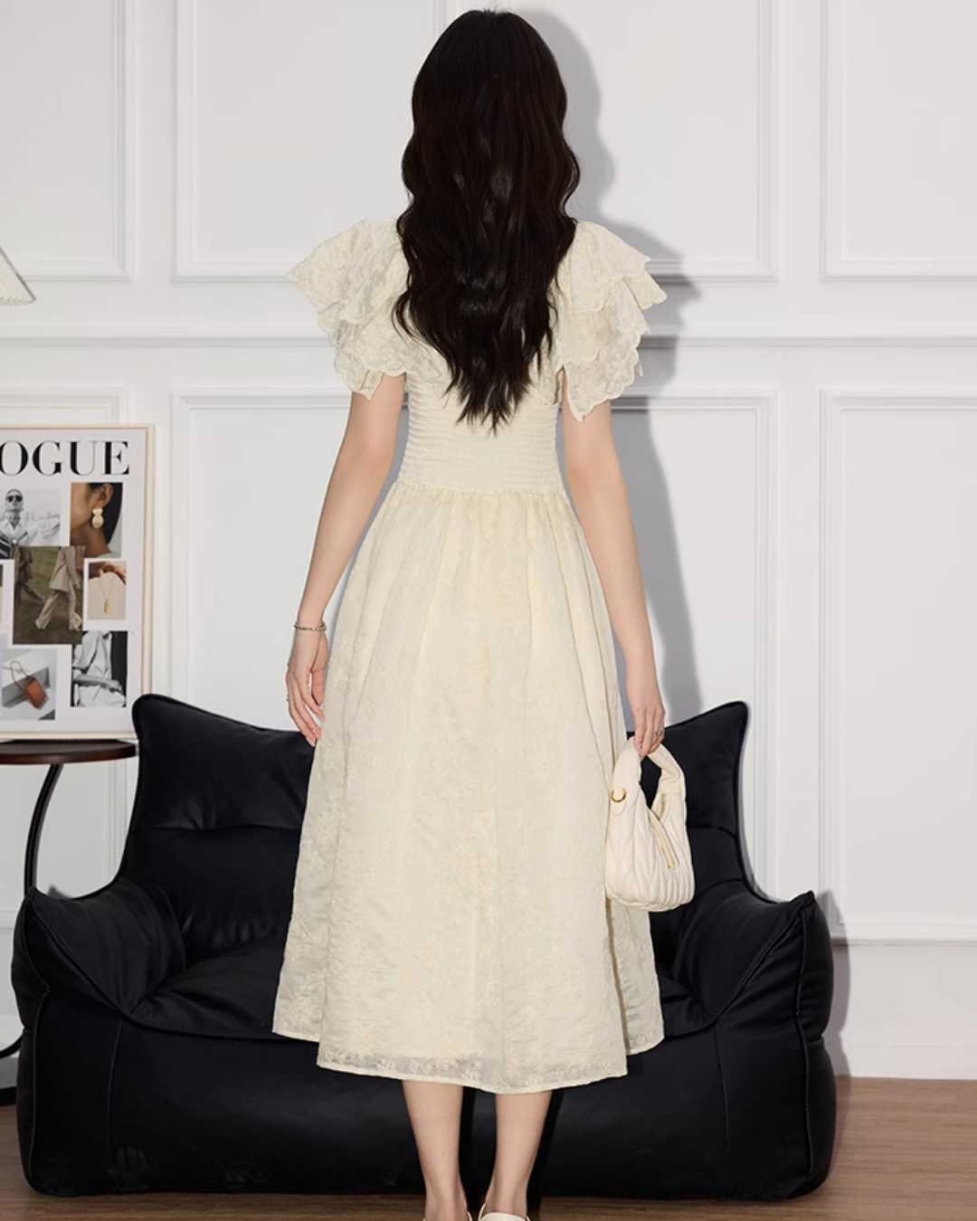 French Ruffle Short Sleeve Dress MNX0006