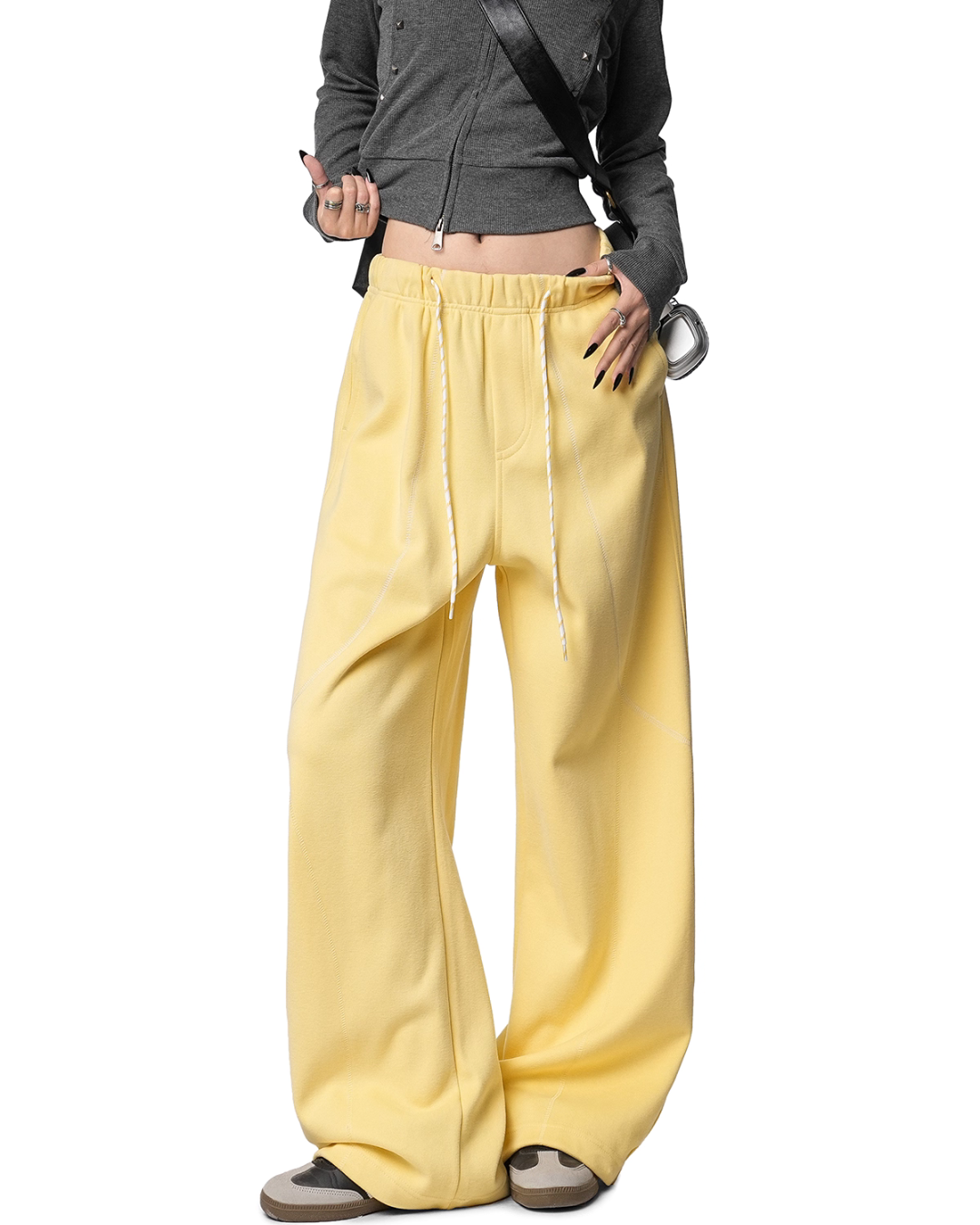 Color Contrast Stitch Sweat Pants ICM0105