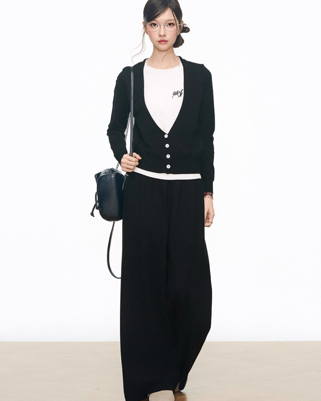 Two Piece Long Sleeve Top / Knit Wide Pants WEO0068