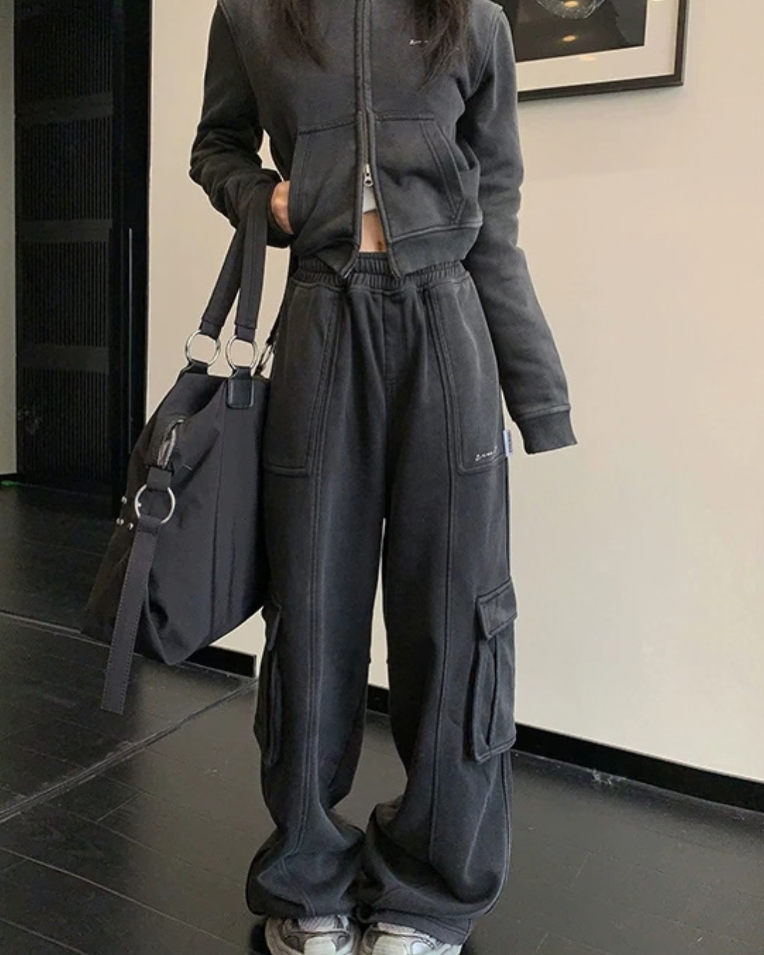 Vintage Double Zipper Jacket / Cargo Track Pants YLS1054