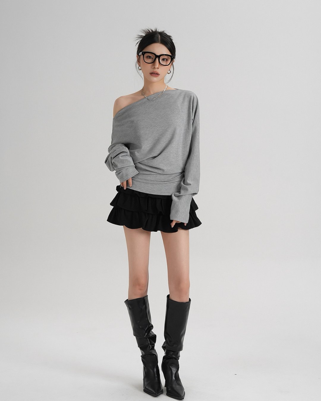 Off-Shoulder Loose Mini Top SRS0357