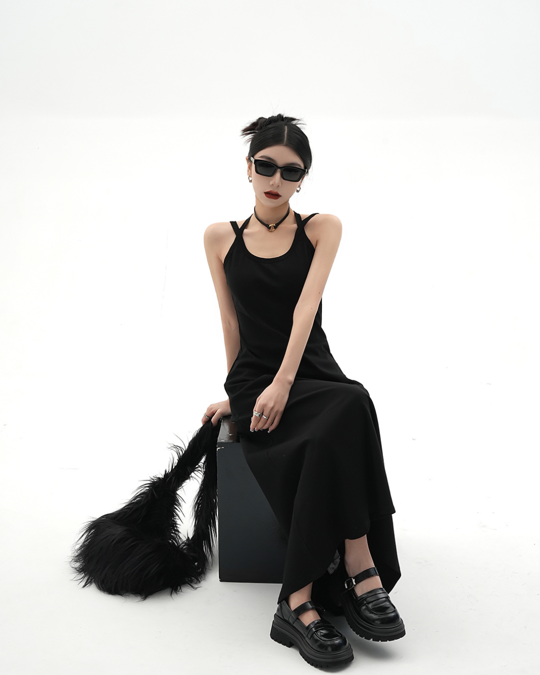 Street Slim Black Camisole Dress SRS0001