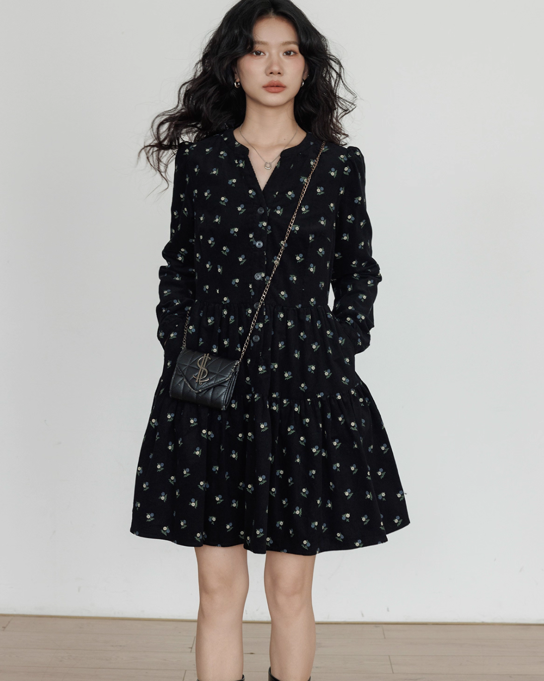 Small Floral Print Flare Dress VAS0163