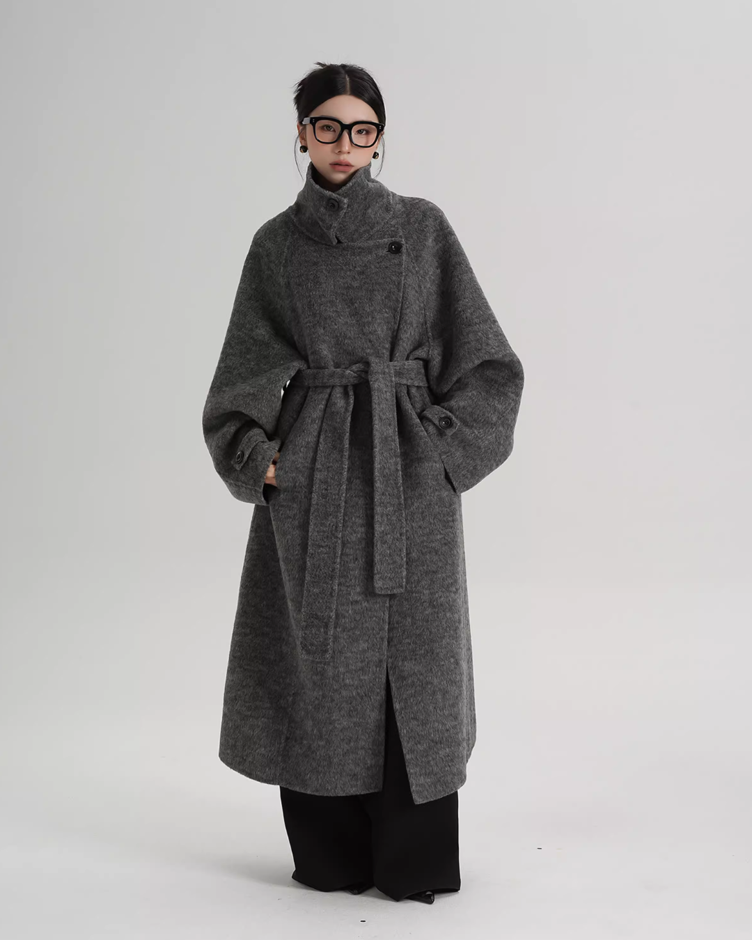 Stand Collar Long Loose Wool Coat SRS0361