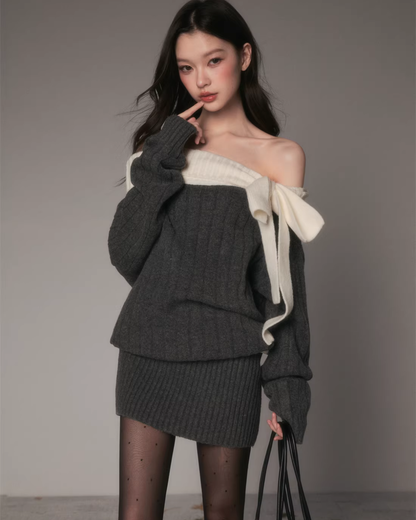 One-Shoulder Knit Dress MST0010
