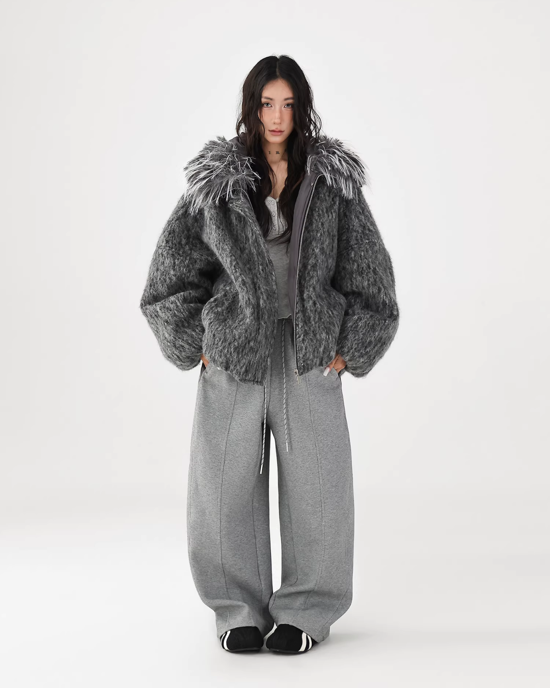 Fur Hood Knit Jacket ACS0357