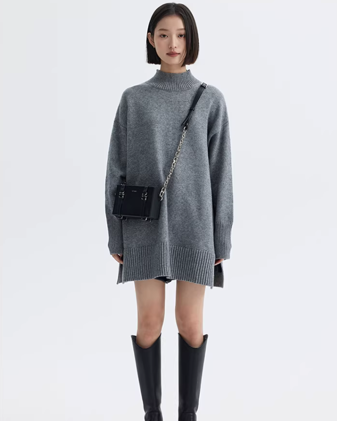 Mock Neck Knit Dress SHN0016