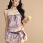 French Purple Frill Dress LAS0021