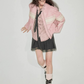 Stand Collar Pink Leather Jacket DDM0018