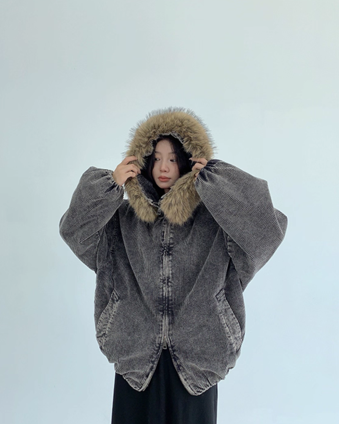 Fur Corduroy Double-Zip Jacket YLS0993