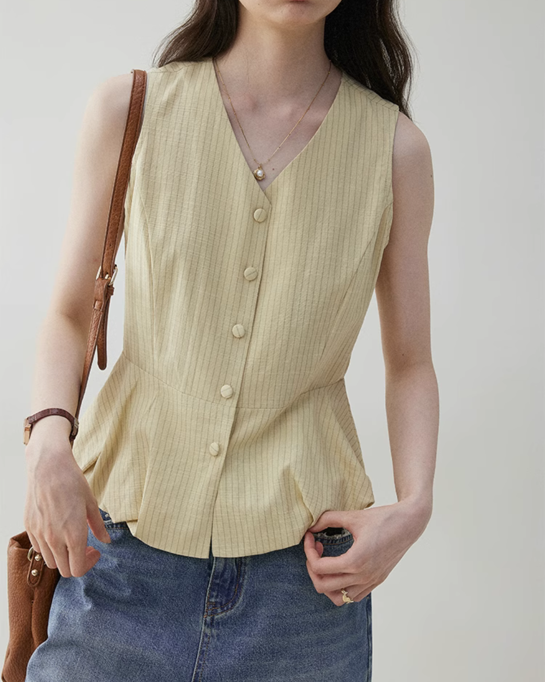 V-Neck Flare Stripe Vest VOE0004