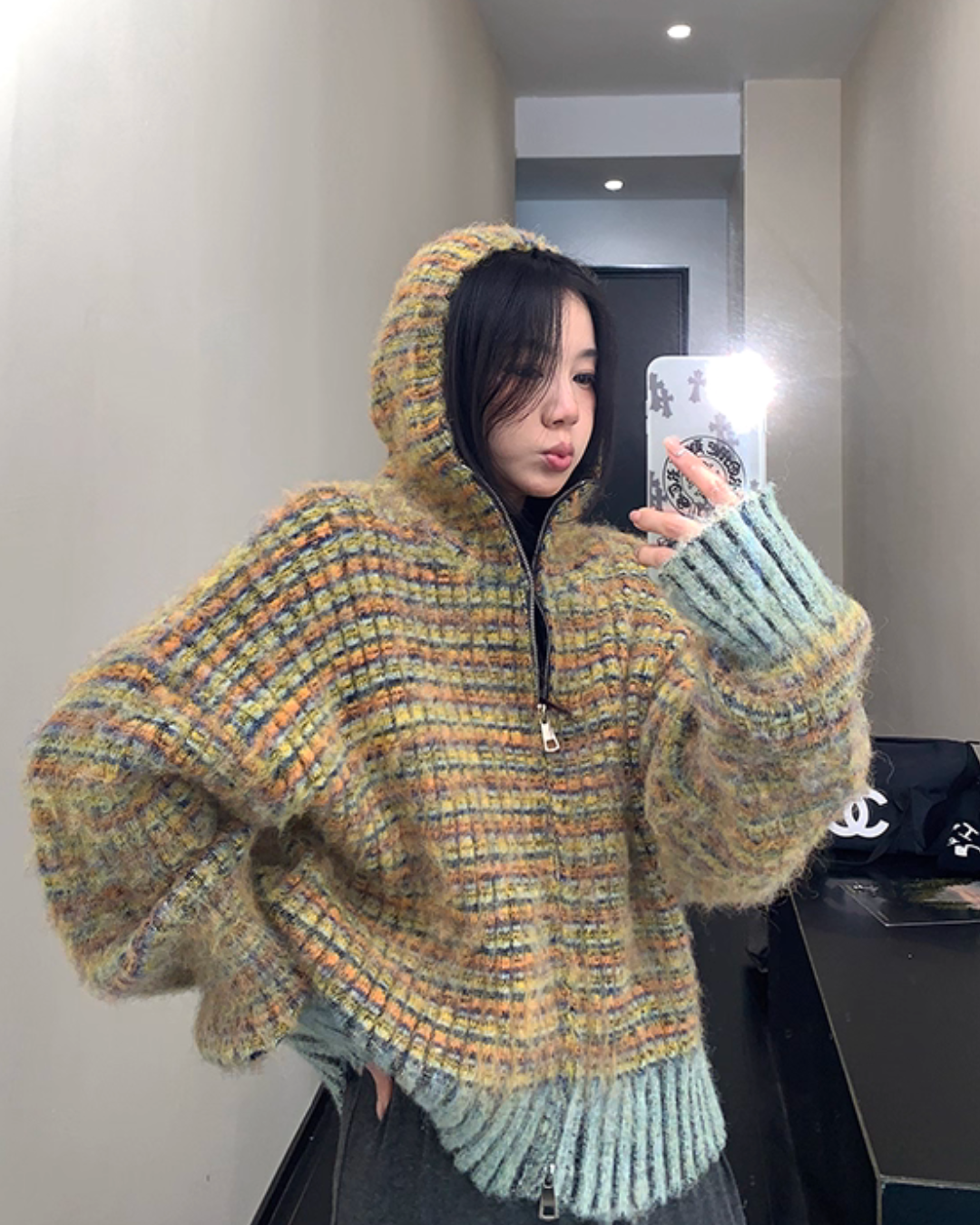 Retro Brushed Knit Hoodie YLS1004