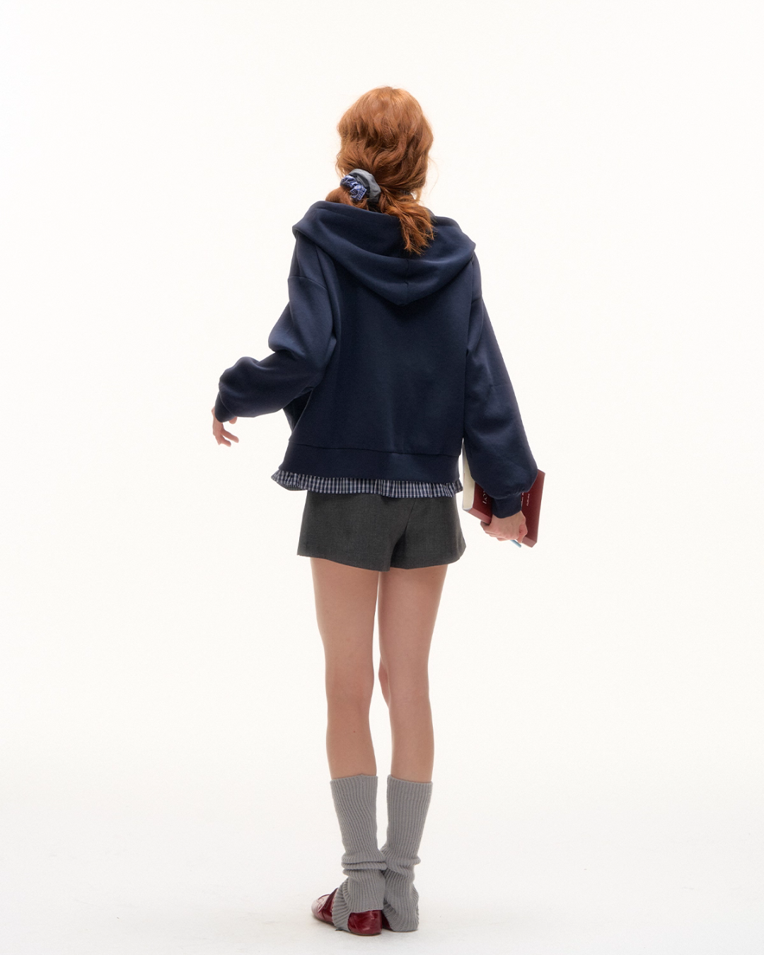 Plaid Spliced Hood Hoodie / Mini Skirt / Flare Pants ASG0066