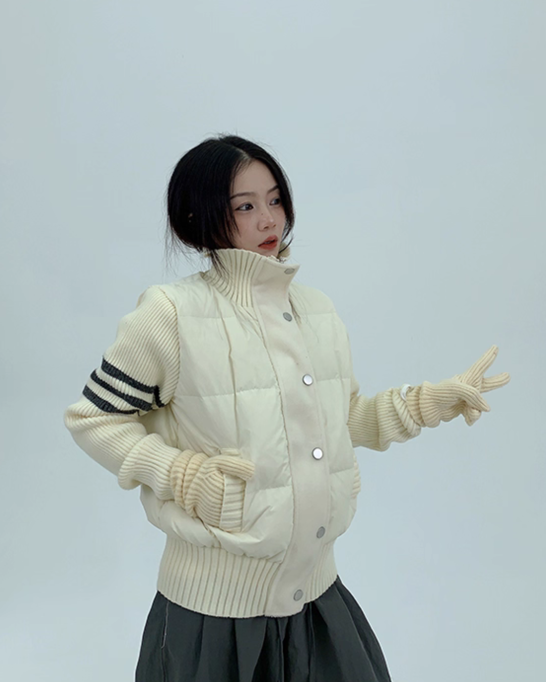 Down Vest Knit Sleeve Jacket YLS0995