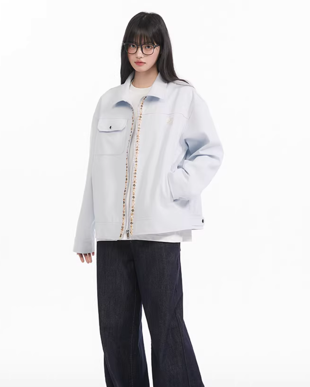 Ribbon Spliced Collar Jacket KIP0003