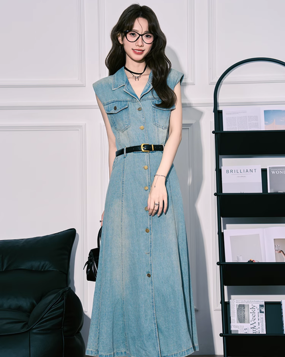 Retro Denim Sleeveless Dress MNX0001