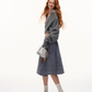 Front Wrap Knit Top/Gingham Check Skirt ASG0074