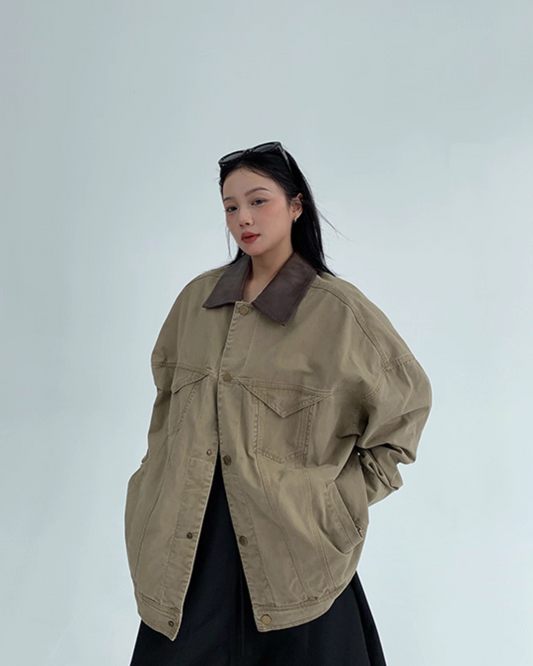 Leather Collar Military Jacket YLS0914
